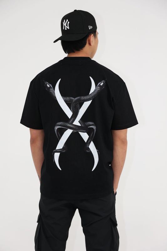 Dual Serpent Oversized Tee (Black) (385GSM)