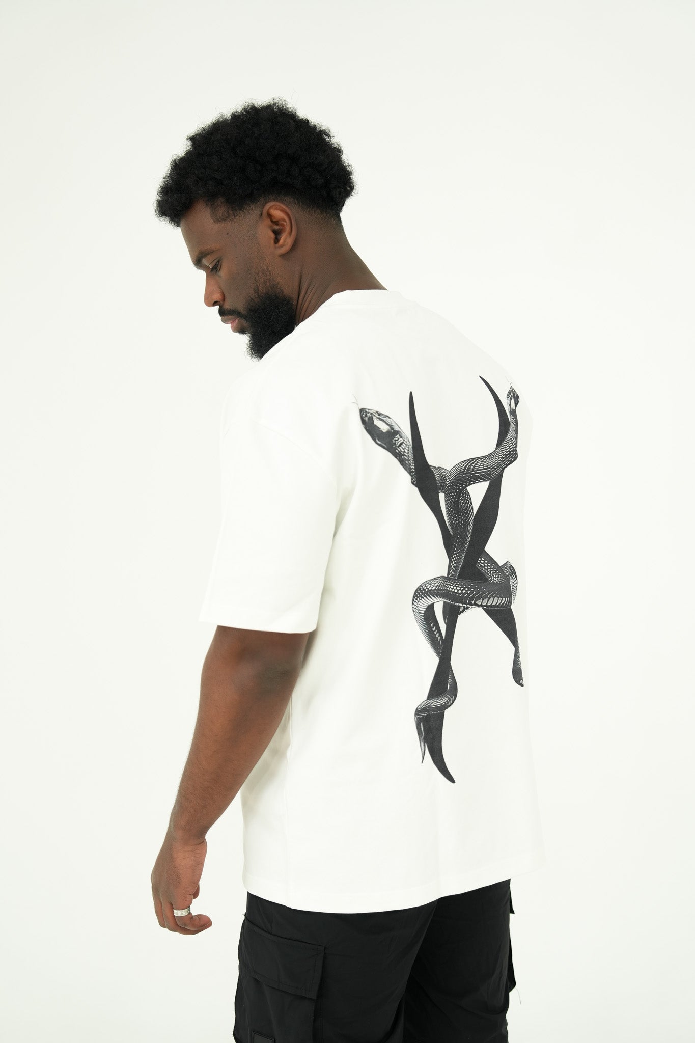 Dual Serpent Oversized Tee (White) (385GSM)